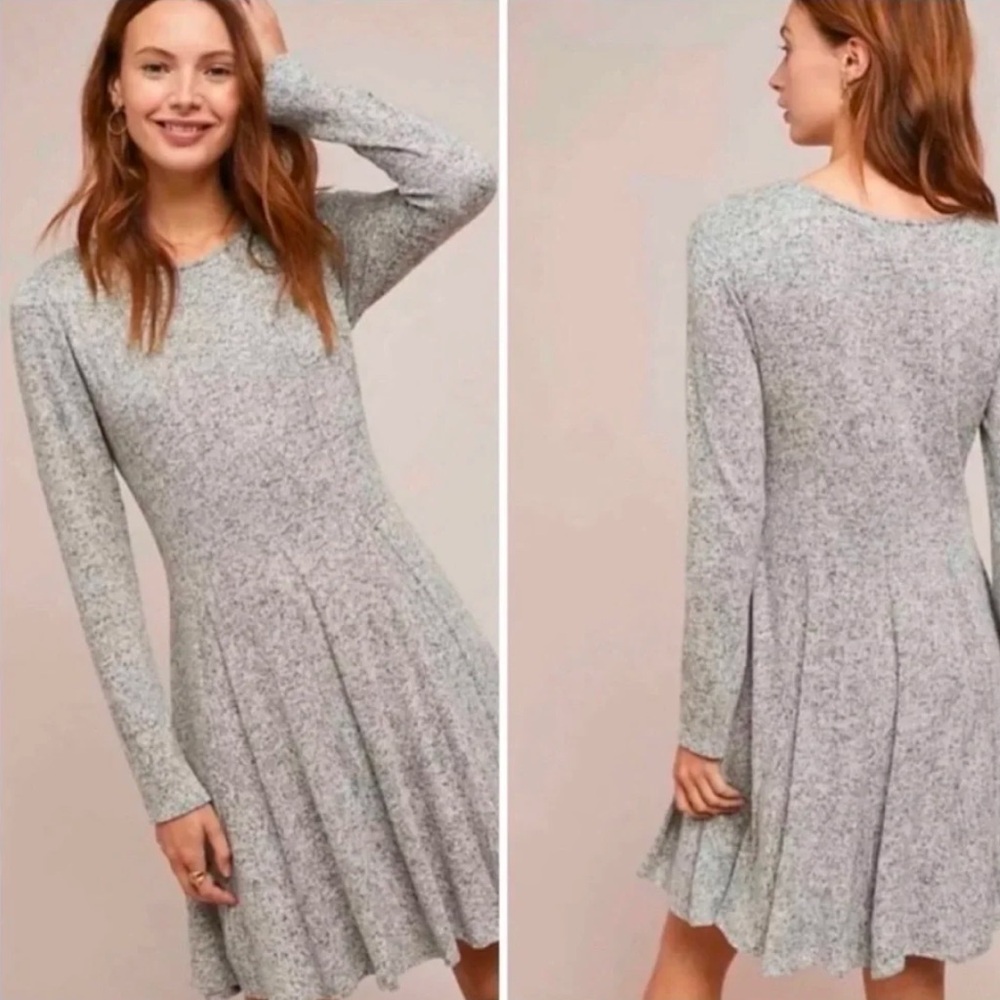 Women’s Long Sleeve Heather Gray Knit Skater Dress